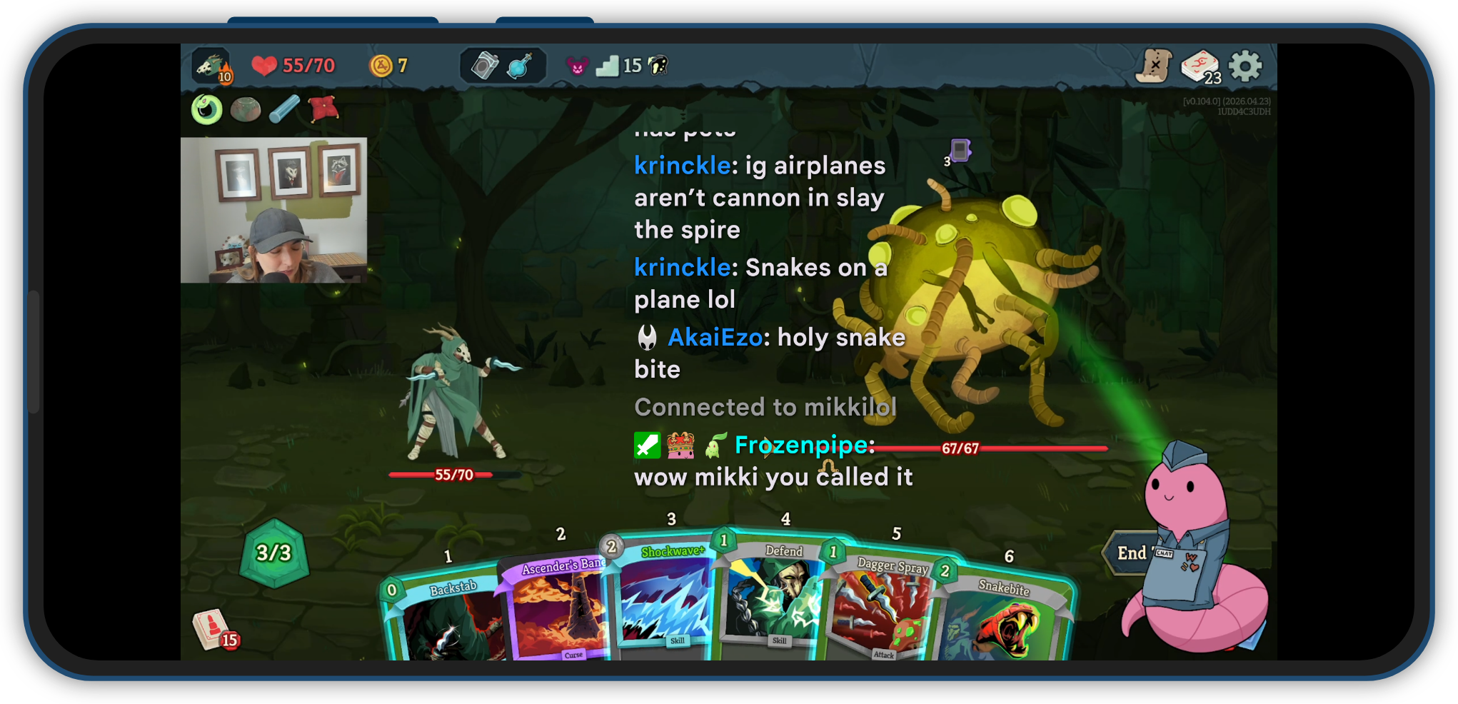 Full-screen player with floating chat overlay